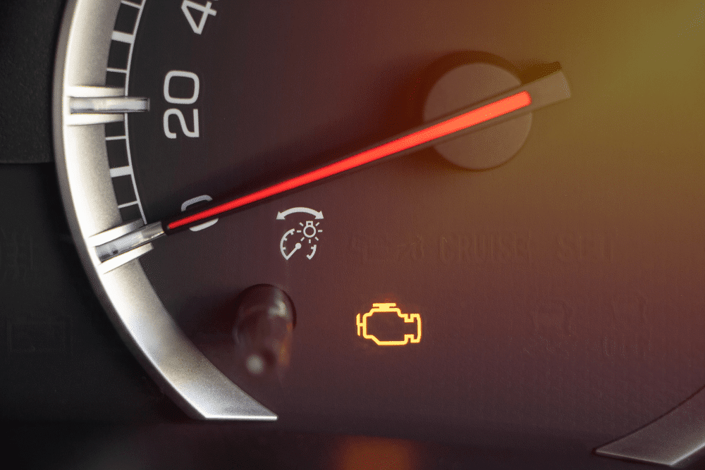 Check engine light services in Lansing, MI by Jerry’s Automotive. Image of an illuminated check engine light on a vehicle dashboard, highlighting the shop’s commitment to accurate diagnostics, safety, and optimal vehicle performance.