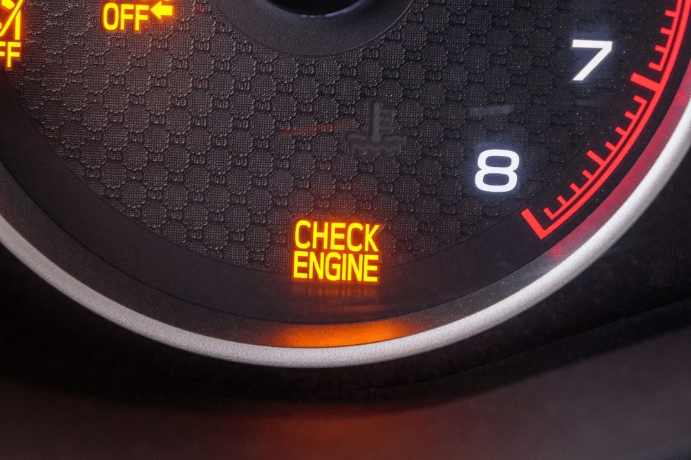 Check Engine Light Diagnostic in Lansing MI At Jerry's Automotive. Image of flashing check engine light on a car dashboard